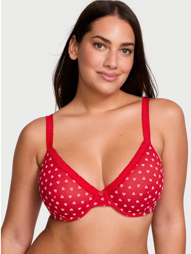 Brasier Victoria Secret  de media copa sin forro con corazones Tease 38DDD